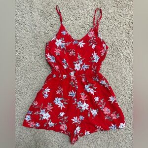 Divided H&M Red Floral Romper